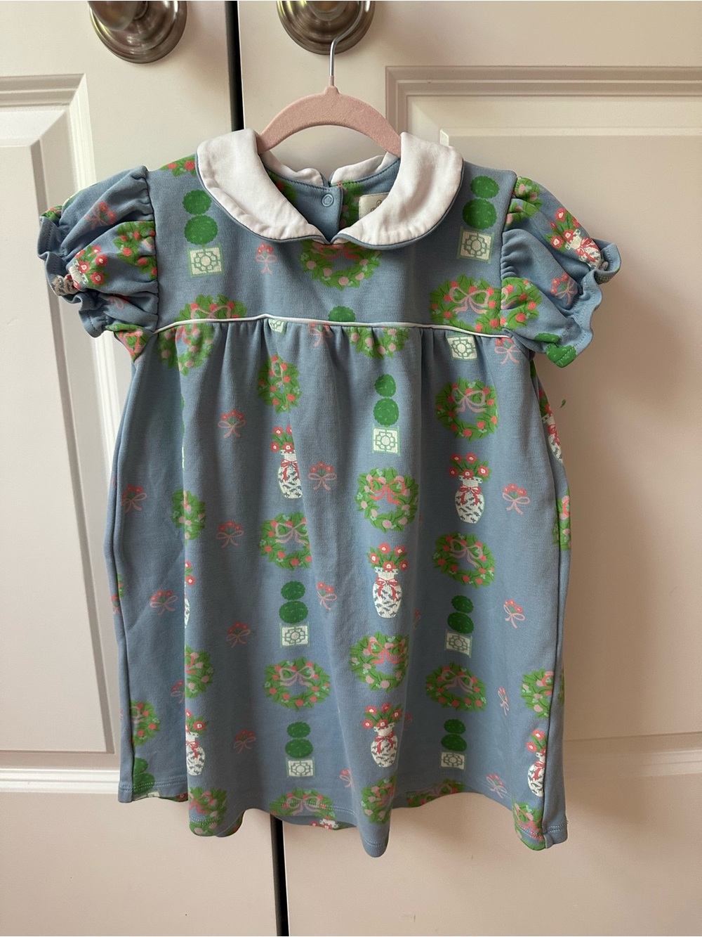 NWOT The Beaufort Bonnet Company Girls Blue Dress with Green and White Accents